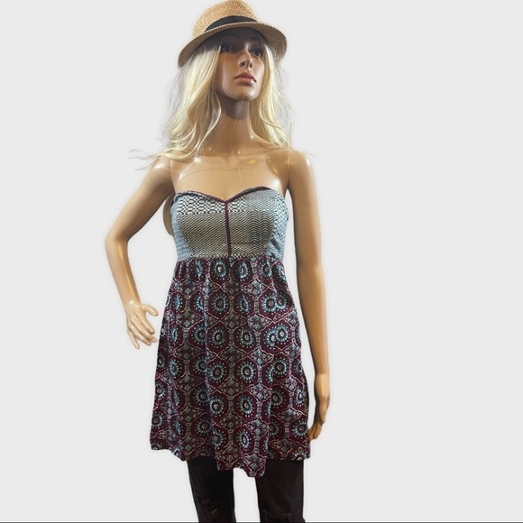 ROXY multicolored sleeveless/strapless BoHo top/dress - Picture 2 of 11